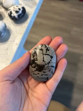 Polished Picture Jasper Gray & Black Decorative Stone Palm Stone